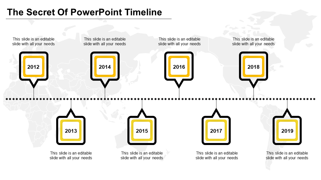 Best PowerPoint Timeline Template In Yellow Color